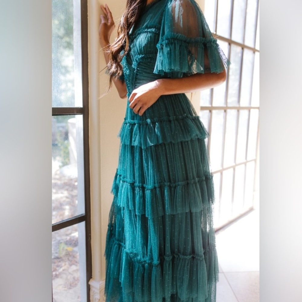 Ivy City Co Teal Layered Maxi Dress